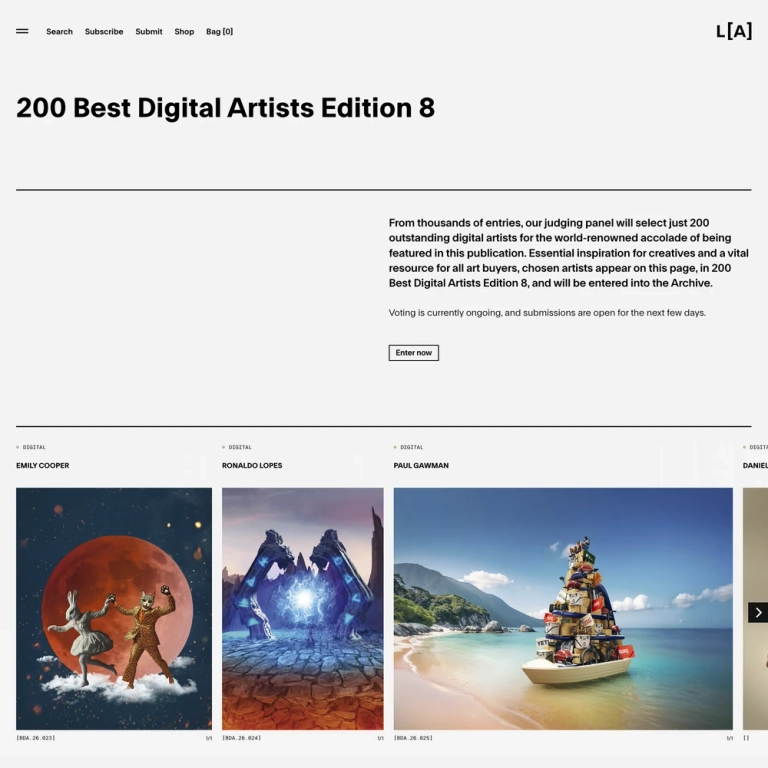 Paul Gawman featured in Lürzer's Archive 200 Best Digital Artists Edition 8